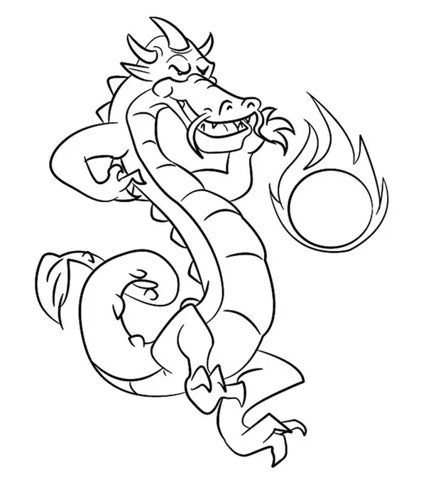 Dragon Playing with fire Coloring Page
