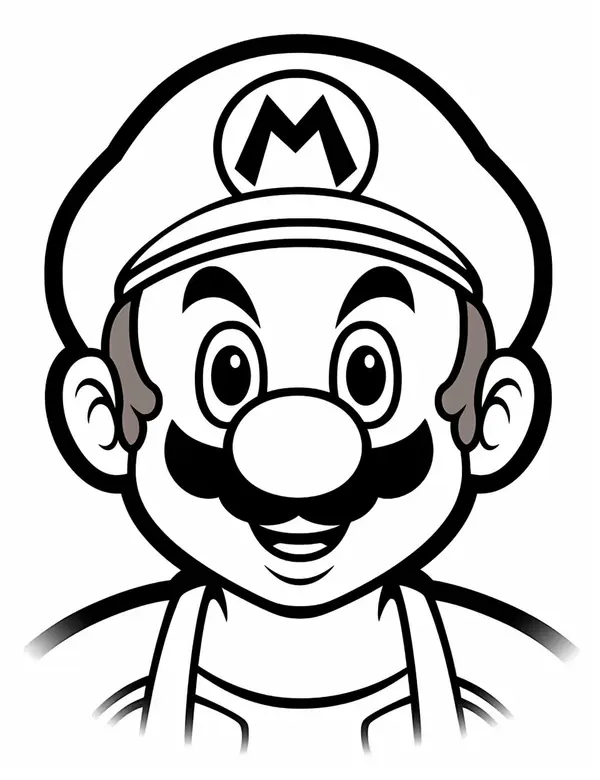 Dibujo para Colorear Retrato de Mario