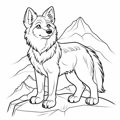 Lobo Joven Sobre Rocas