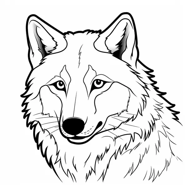 Dibujo para Colorear Hermosa Cabeza de Lobo