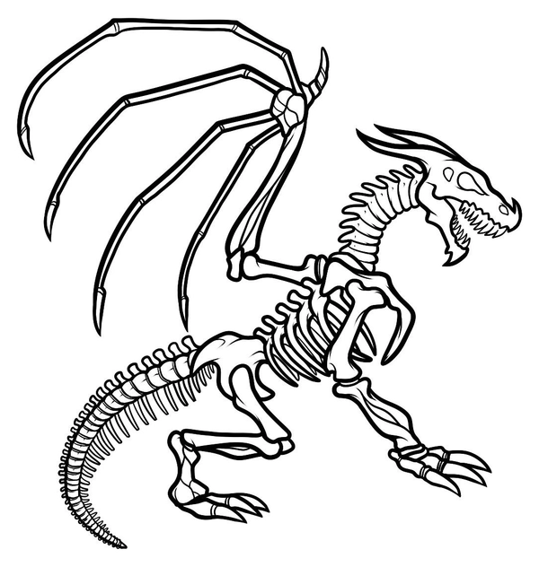 Dibujo para Colorear Esqueleto de dragón