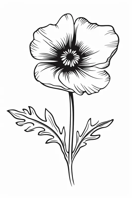 Dibujo para Colorear Flor de Amapola
