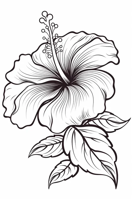 Dibujo para Colorear Flor de Hibisco