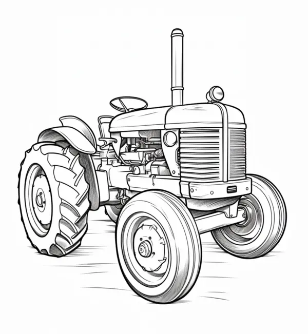 Dibujo para Colorear Tractor Clásico Antiguo