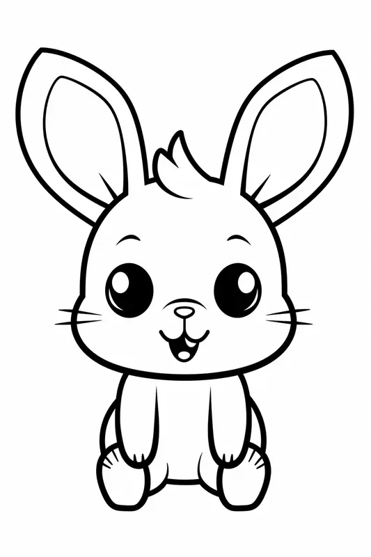 Cute Small Bunny with Big Eyes Coloring Page