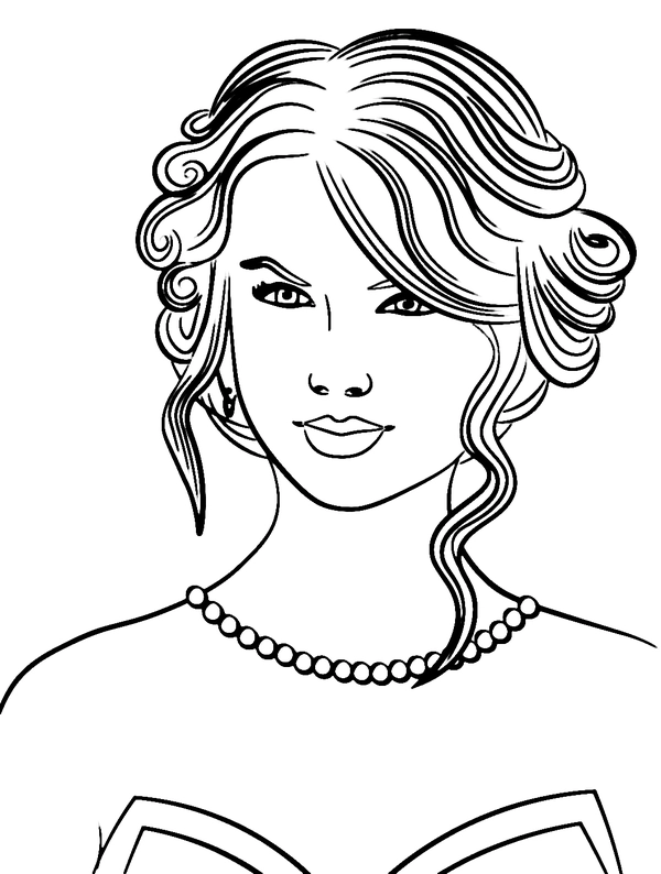 Taylor Swift Dressed Up Beautifully Coloring Page