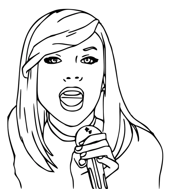 Taylor Swift Singing Coloring Page