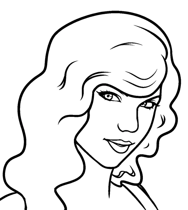Taylor Swift Looking in the Camera Coloring Page