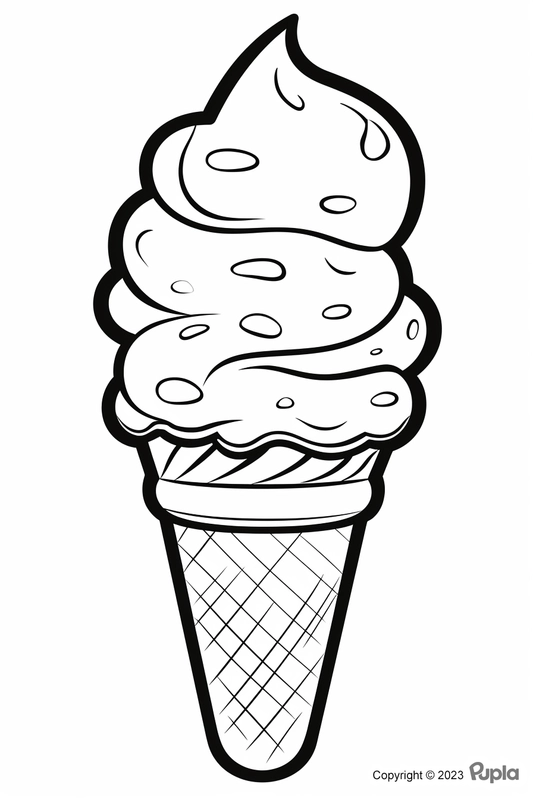 Big Ice Cream on a Cone Coloring Page