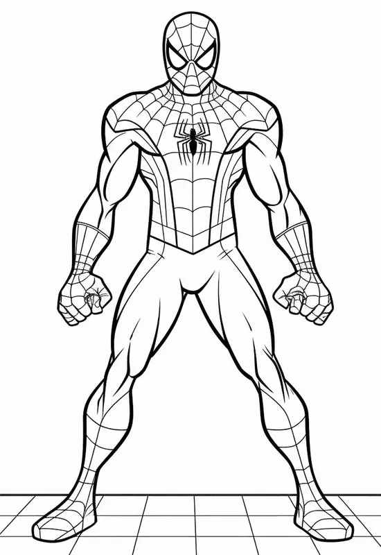 Spiderman Standing on the Sidewalk Coloring Page