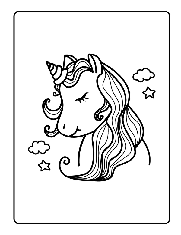Unicorn Head Cute Coloring Page