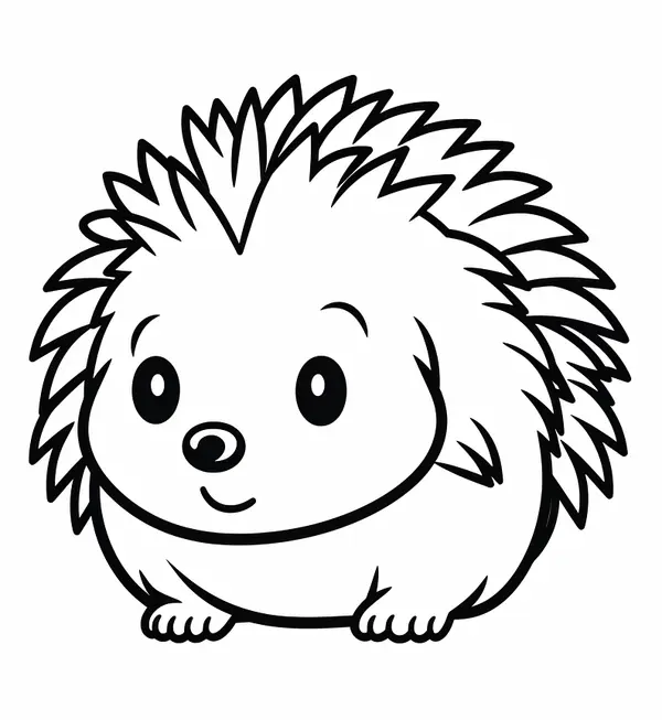 Cute and Simple Hedgehog Coloring Page