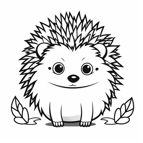 Hedge Hog Surrounded by Leaves Coloring Page