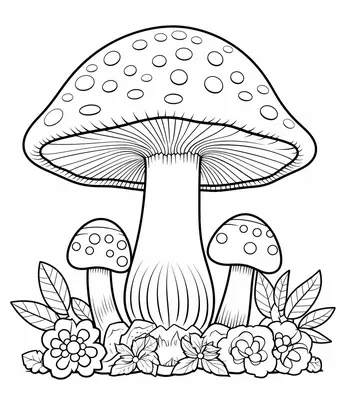 Grote paddenstoel en Twee Kleine Paddenstoelen