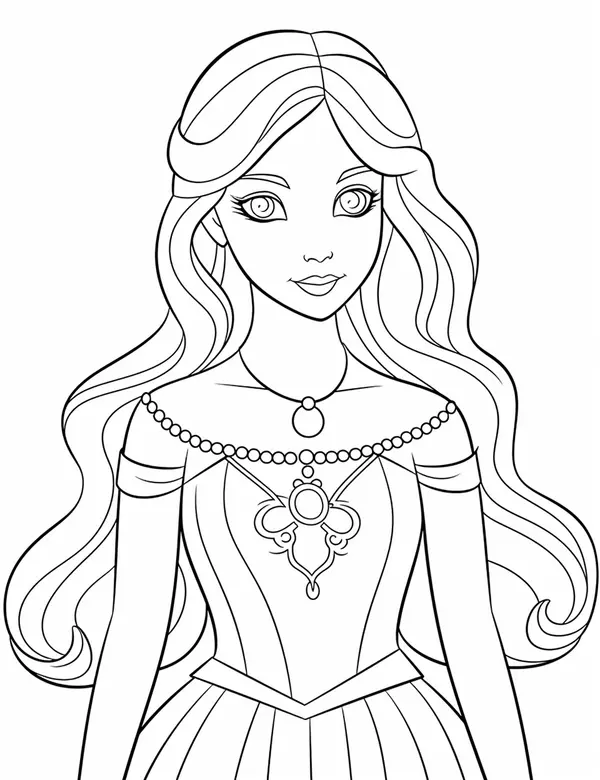 Princess with Necklace Coloring Page