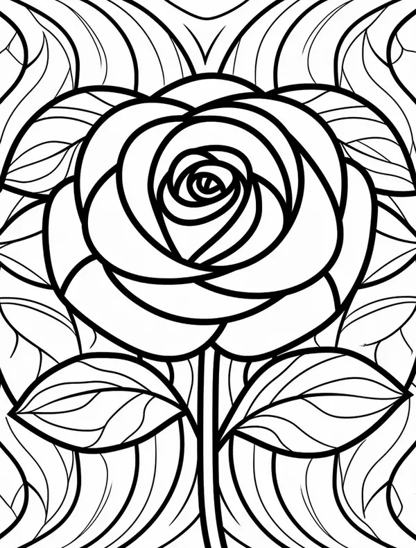Dibujo para Colorear Rosa Artística