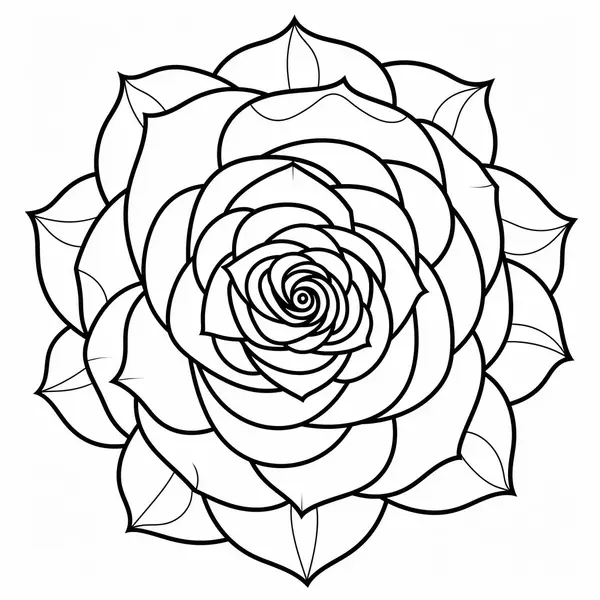 Dibujo para Colorear Mandala de Rosas