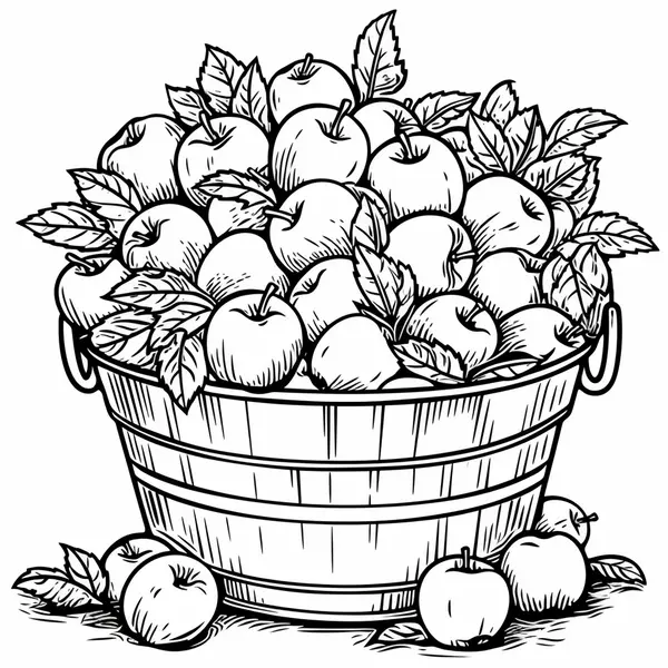 Dibujo para Colorear Cesta llena de Manzanas