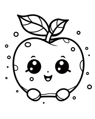 Manzana Kawaii con Hojas