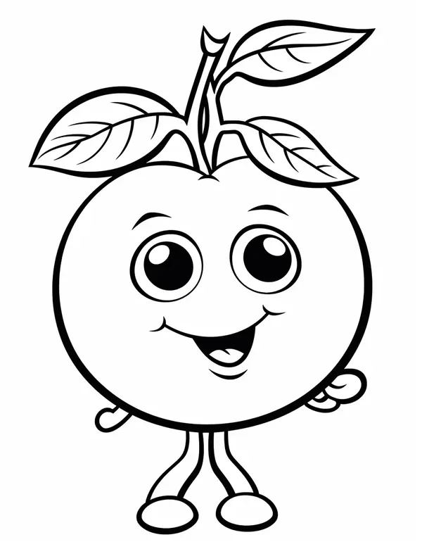 Cute Apple Character Coloring Page