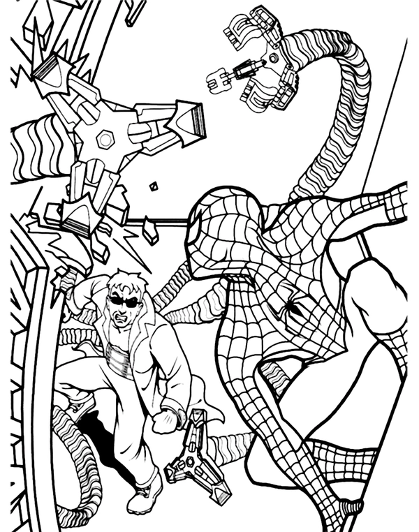 Dibujo para Colorear Spiderman en acción
