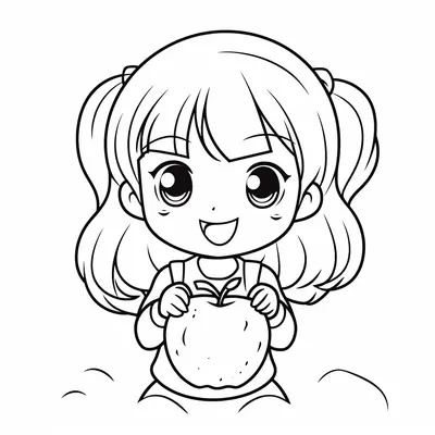 Fille Heureuse Tenant une Pomme