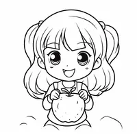 Happy Girl Holding an Apple