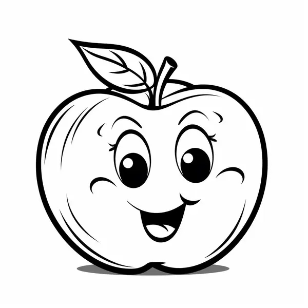 Happy Apple Girl Coloring Page