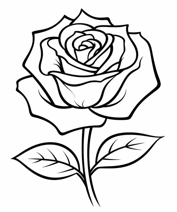 Dibujo para Colorear Rosa Simple