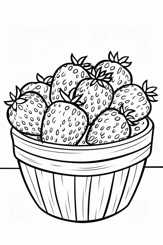 Basket Full of Strawberries Coloring Page