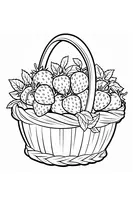 Basket with Strawberries with Leaves