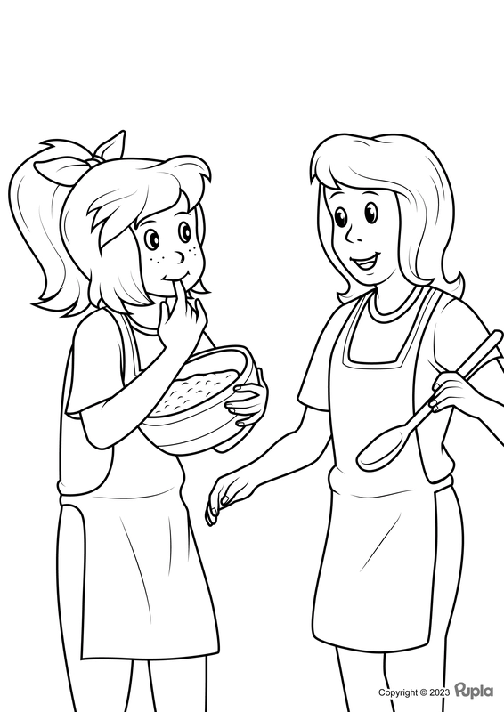 Bibi und Tina kochen Ausmalbild