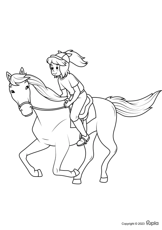 Bibi reitet ein Pferd Ausmalbild