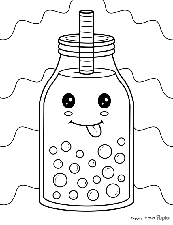 Boba Tea in a Bottle Coloring Page