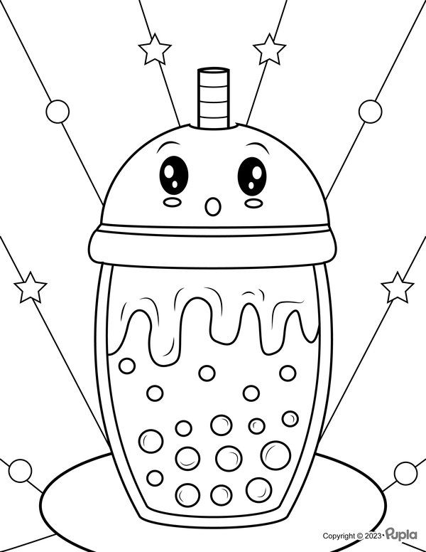 Boba Tea Looking Surprised Coloring Page
