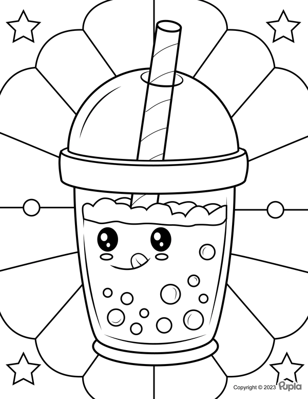 Boba Tea Sticking Tongue Out Coloring Page