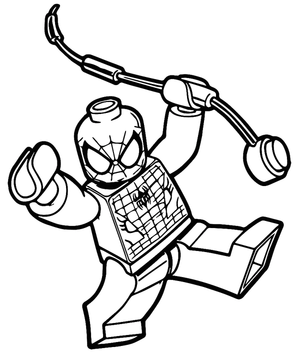 Spiderman Lego Action Figure Coloring Page