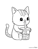 Cat Drinking Boba Tea