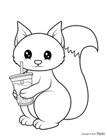 Eichhörnchen hält Bubble Tea