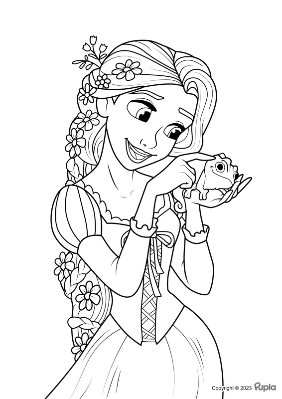 Rapunzel Petting Pascal Coloring Page