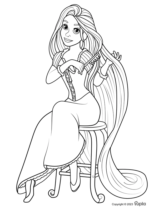 Rapunzel Brushing Her Hair Coloring Page