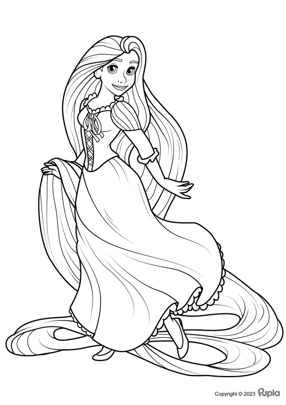 Rapunzel Dancing Coloring Page