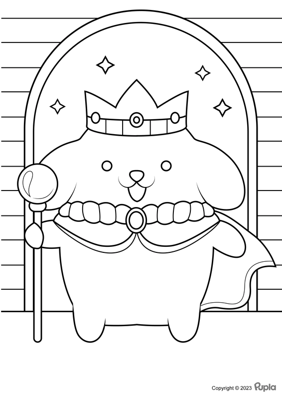 Pompompurin Dressed As a King Coloring Page