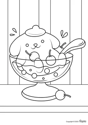 Pompompurin tumbado en un cuenco