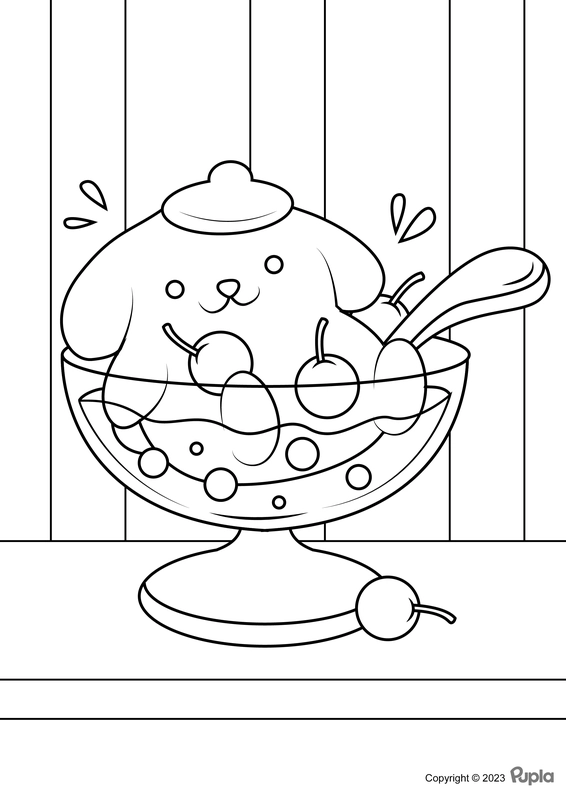 Pompompurin Lying in a Bowl Coloring Page