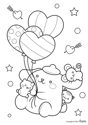 Pompompurin Holding Balloons