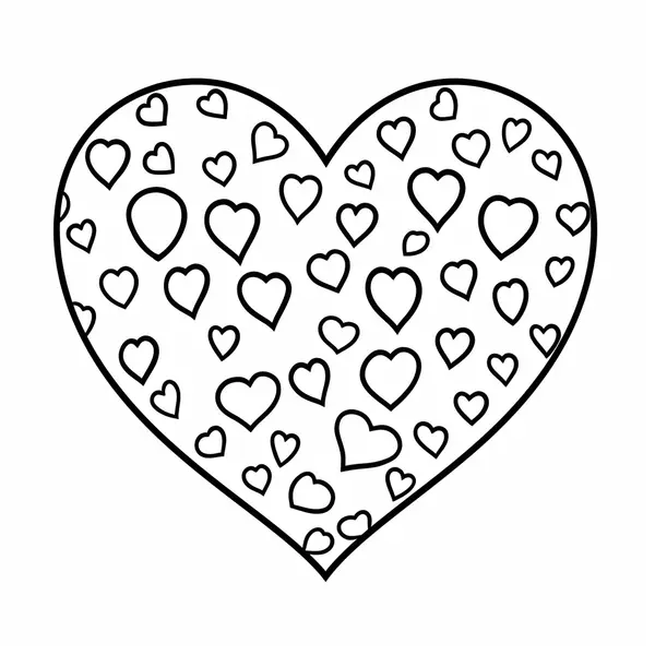Heart Filled with Little Hearts Coloring Page
