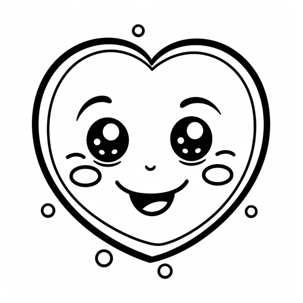Cute Kawaii Heart Coloring Page