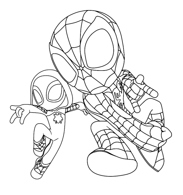 Spiderman Spidey and Friends Kleurplaat