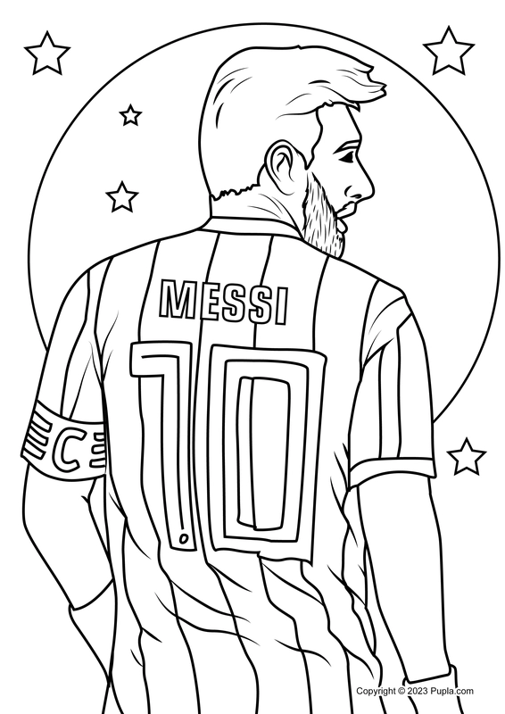 Dibujo para Colorear Lionel Messi Número 10